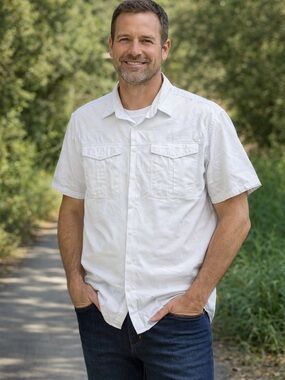 Vintage St Johns Bay Safari Shirt 100% Cotton L 16-16.5 Button Up Workwear